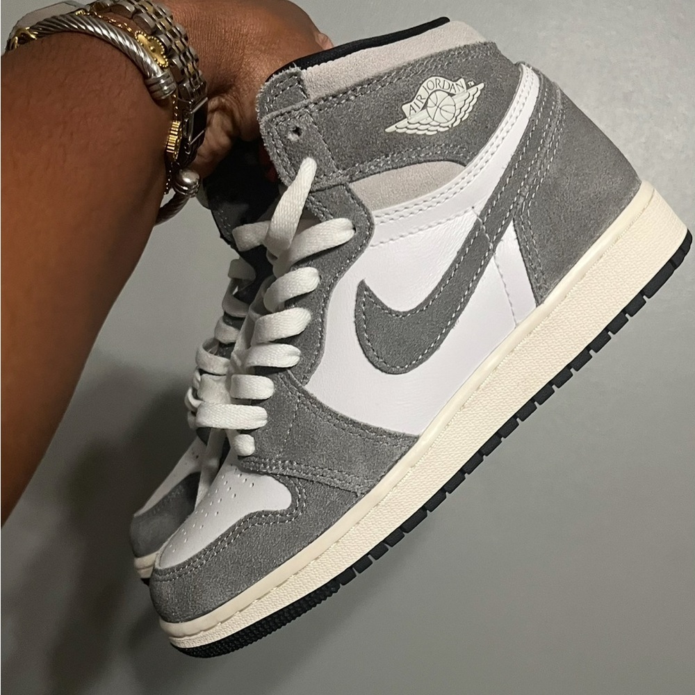 Nike Gray and White High-Top Sneakers